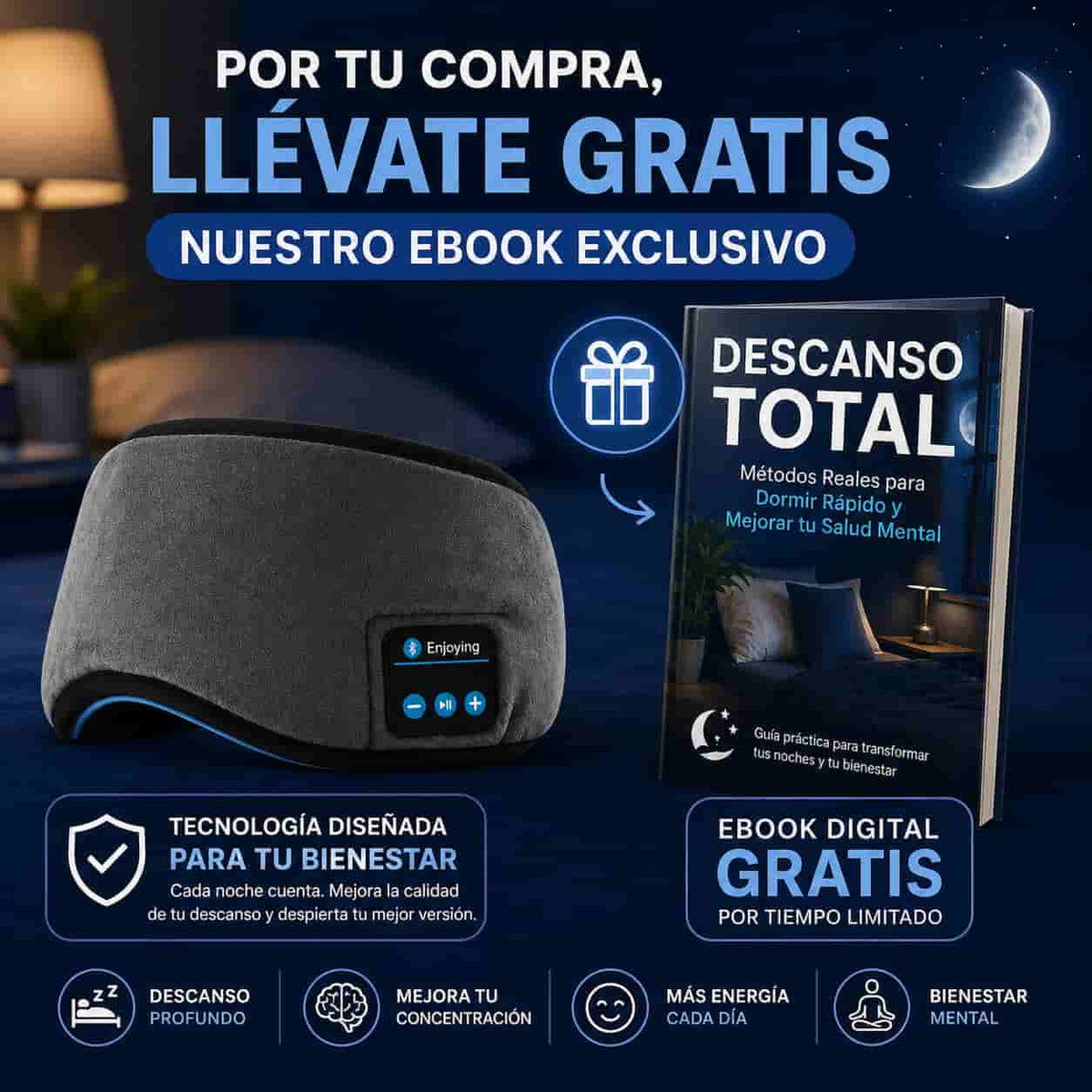 NOCTIA™ | ANTIFAZ INTELIGENTE CON BLUETOOTH PARA DORMIR + Envío Gratis